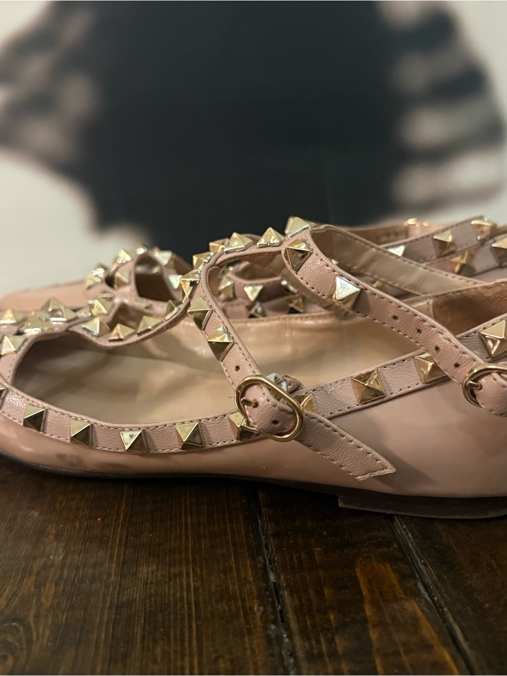 Valentino Nude Patent Leather Rockstud Pointed Flats - Picture 5 of 12